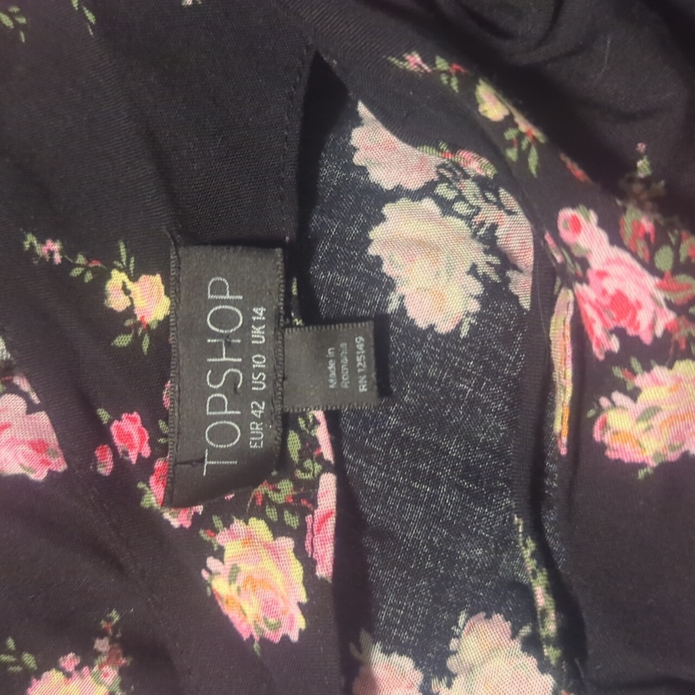 Topshop Black and Pink Mixed Floral Midi Dress - Picture 6 of 10